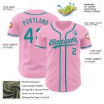 Custom Name and Number Light Pink Teal Baseball Jersey - Personalized Authentic Team Jersey Personalized Light Pink Teal