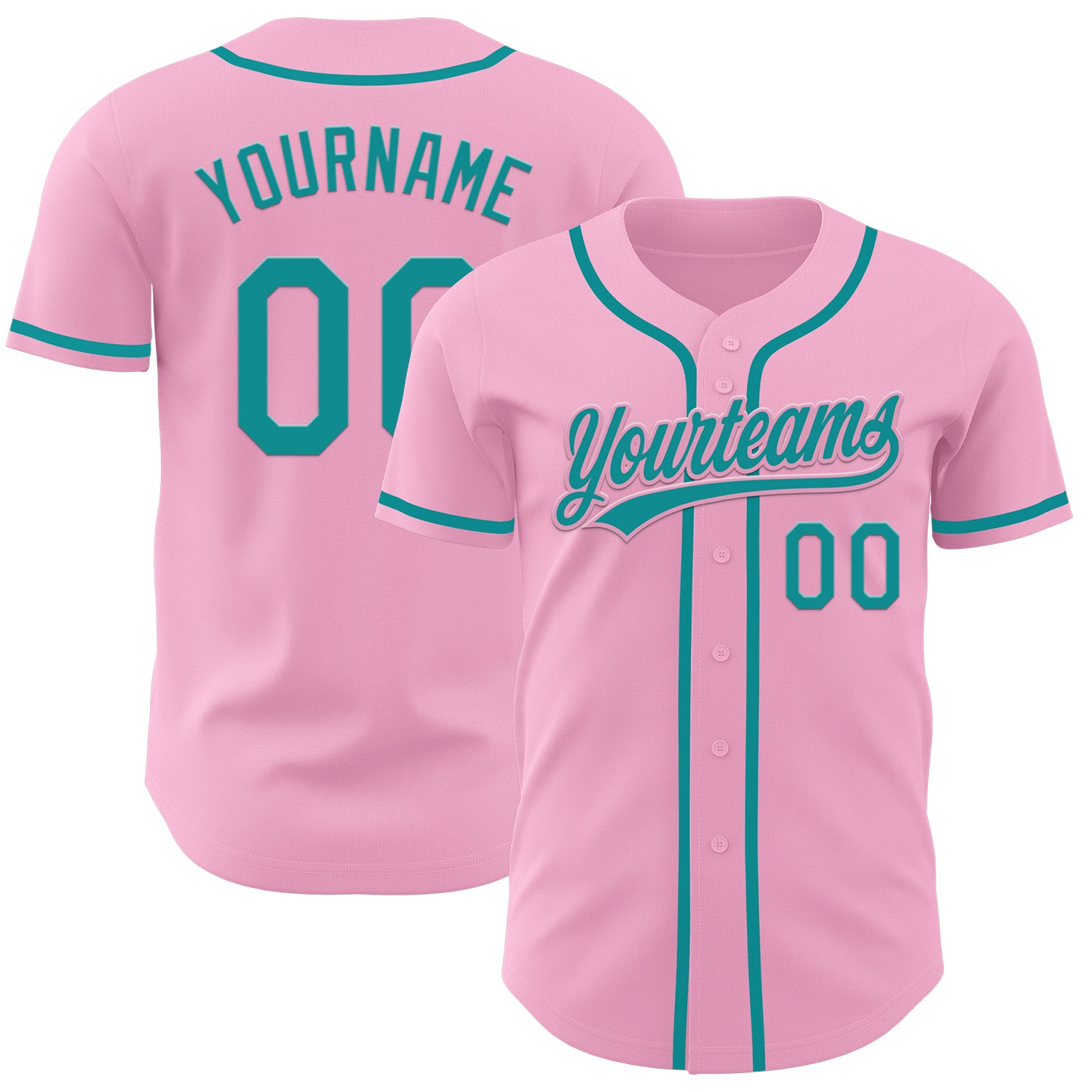 Custom Name and Number Light Pink Teal Baseball Jersey - Personalized Authentic Team Jersey Personalized Light Pink Teal