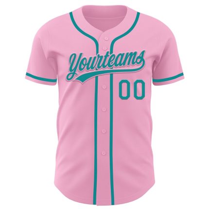 Custom Name and Number Light Pink Teal Baseball Jersey - Personalized Authentic Team Jersey Personalized Light Pink Teal