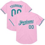 Custom Team Baseball Jersey - Personalized Light Pink & Teal Mesh with Name & Number - Authentic Throwback Style Personalized