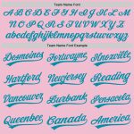 Custom Name and Number Throwback Baseball Jersey in Light Pink Teal-White - Personalized Team Apparel Personalized Light