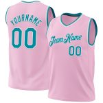 Personalized Light Pink Teal White Basketball Jersey - Authentic Throwback Style Personalized Light Pink Teal-White Authentic