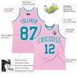 Custom Name Number Basketball Jersey Light Pink Teal White Authentic Throwback Team Personalized Light Pink Teal-White Authentic