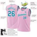 Personalized Light Pink Teal White Basketball Jersey - Authentic Throwback Style Personalized Light Pink Teal-White Authentic
