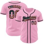 Custom Name and Number Vintage USA Flag Baseball Jersey - Personalized Light Pink Authentic Team Apparel Personalized Light