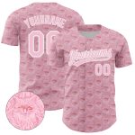Custom Name and Number Cat Baseball Jersey Light Pink White 3D Pattern Design - Personalized Pet Sports Apparel Personalized