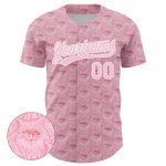 Custom Name and Number Cat Baseball Jersey Light Pink White 3D Pattern Design - Personalized Pet Sports Apparel Personalized
