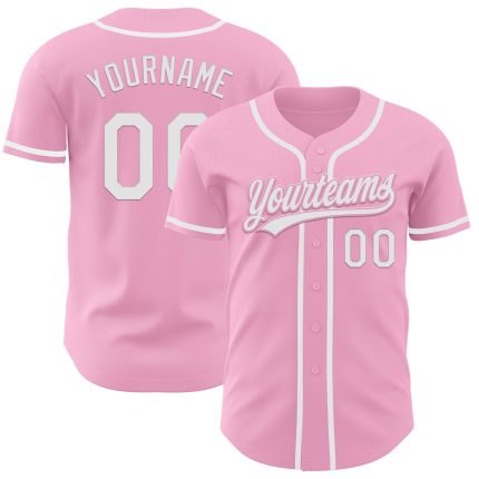 Custom Name and Number Authentic Baseball Jersey in Light Pink and White - Personalized Team Jersey Personalized Light Pink