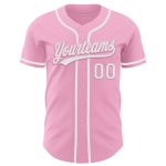 Custom Name and Number Authentic Baseball Jersey in Light Pink and White - Personalized Team Jersey Personalized Light Pink