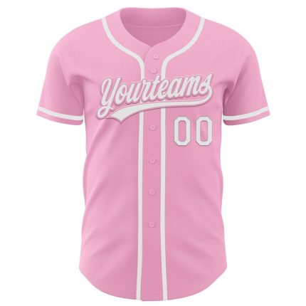 Custom Name and Number Authentic Baseball Jersey in Light Pink and White - Personalized Team Jersey Personalized Light Pink
