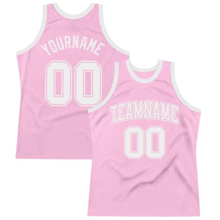 Personalized Light Pink White Basketball Jersey - Authentic Throwback Style Personalized Light Pink White Authentic Throwback