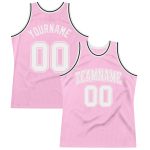 Custom Light Pink White Throwback Basketball Jersey with Personalized Name and Number Personalized Light Pink White Authentic