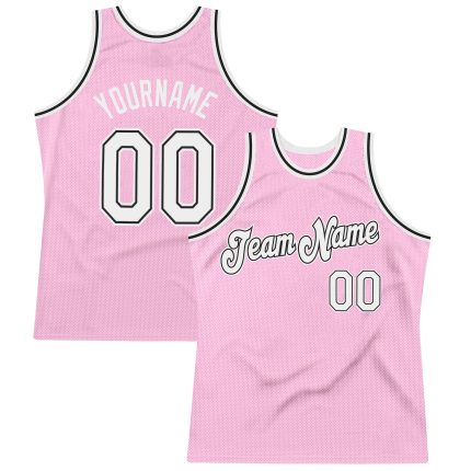 Custom Name Number Authentic Basketball Jersey Light Pink White Black Throwback Design Personalized Light Pink White-Black