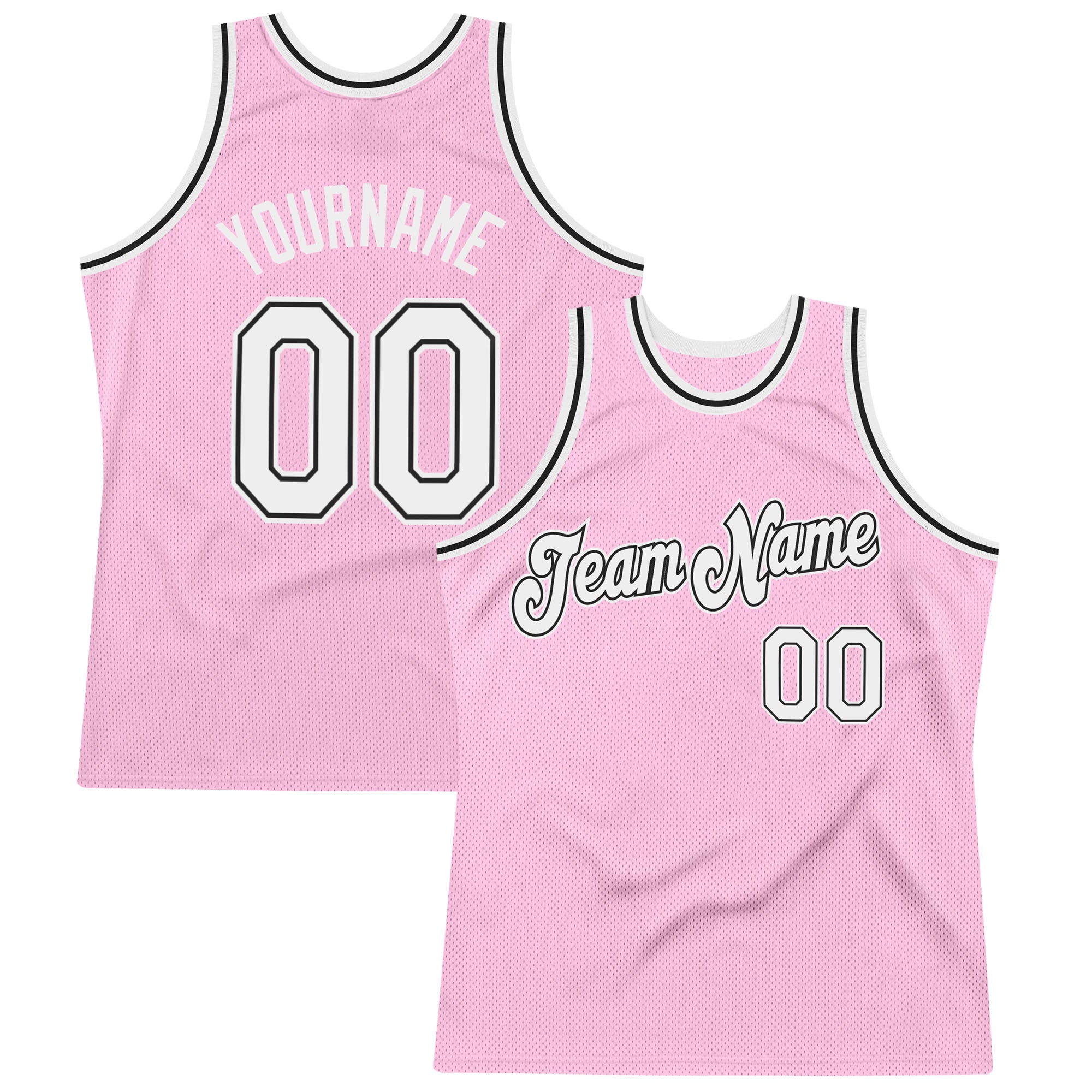 Custom Name Number Authentic Basketball Jersey Light Pink White Black Throwback Design Personalized Light Pink White-Black