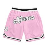 Custom Name and Number Authentic Throwback Basketball Shorts Light Pink Black White Personalized Light Pink White-Black Authentic