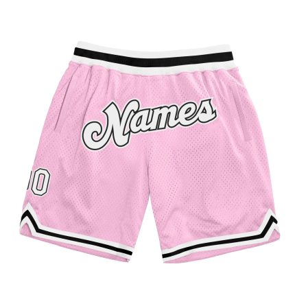 Custom Name and Number Authentic Throwback Basketball Shorts Light Pink Black White Personalized Light Pink White-Black Authentic