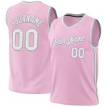 Customizable Light Pink White-Gray Basketball Jersey with Name and Number - Authentic Throwback Style Personalized Light
