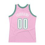 Custom Name Number Personalized Light Pink White Kelly Green Basketball Jersey Authentic Throwback Team Gear Personalized