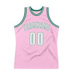 Custom Name Number Personalized Light Pink White Kelly Green Basketball Jersey Authentic Throwback Team Gear Personalized