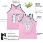 Custom Name Number Personalized Light Pink White Kelly Green Basketball Jersey Authentic Throwback Team Gear Personalized