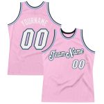 Personalized Light Pink and Light Blue Basketball Jersey - Authentic Throwback Design Personalized Light Pink White-Light