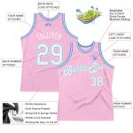 Custom Name and Number Throwback Basketball Jersey - Personalized Light Pink and Light Blue Design Personalized Light Pink