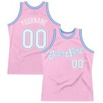 Custom Name and Number Throwback Basketball Jersey - Personalized Light Pink and Light Blue Design Personalized Light Pink