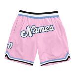 Personalized Light Pink & White Light Blue Basketball Shorts - Authentic Throwback Style Personalized Light Pink White-Light