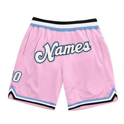 Personalized Light Pink & White Light Blue Basketball Shorts - Authentic Throwback Style Personalized Light Pink White-Light