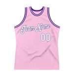 Personalized Custom Basketball Jersey with Name and Number - Light Pink White-Purple Authentic Throwback Design Personalized