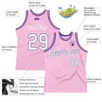 Personalized Custom Basketball Jersey with Name and Number - Light Pink White-Purple Authentic Throwback Design Personalized