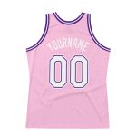 Personalized Custom Basketball Jersey with Name and Number - Light Pink White-Purple Authentic Throwback Design Personalized