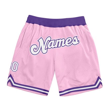 Custom Name Number Authentic Throwback Basketball Shorts Light Pink Purple - Personalized Team Apparel Personalized Light
