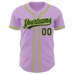 Custom Personalized Black-Neon Green Light Purple Baseball Jersey with Name and Number Personalized Light Purple Black-Neon