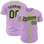 Custom Personalized Black-Neon Green Light Purple Baseball Jersey with Name and Number Personalized Light Purple Black-Neon