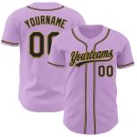 Personalized Custom Name & Number Light Purple Black Gold Baseball Jersey Personalized Light Purple Black-Old Gold Authentic