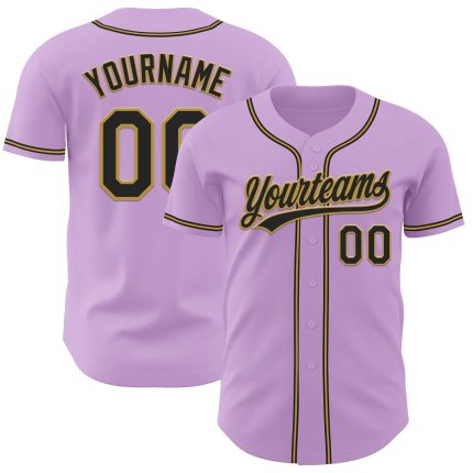 Personalized Custom Name & Number Light Purple Black Gold Baseball Jersey Personalized Light Purple Black-Old Gold Authentic