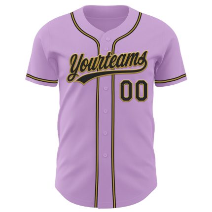 Personalized Custom Name & Number Light Purple Black Gold Baseball Jersey Personalized Light Purple Black-Old Gold Authentic