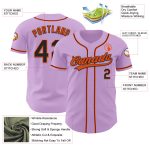 Custom Name and Number Light Purple Black-Orange Authentic Baseball Jersey - Personalized Team Jersey Personalized Light