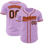 Custom Name and Number Light Purple Black-Orange Authentic Baseball Jersey - Personalized Team Jersey Personalized Light