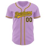 Custom Name and Number Baseball Jersey - Personalized Authentic Light Purple Black Yellow Design Personalized Light Purple