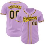 Custom Name and Number Baseball Jersey - Personalized Authentic Light Purple Black Yellow Design Personalized Light Purple