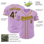 Custom Name and Number Baseball Jersey - Personalized Authentic Light Purple Black Yellow Design Personalized Light Purple