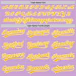 Custom Name and Number Authentic Baseball Jersey in Light Purple with Gold and White - Personalized Team Jersey Personalized