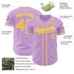 Custom Name and Number Authentic Baseball Jersey in Light Purple with Gold and White - Personalized Team Jersey Personalized