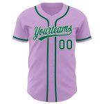Custom Authentic Baseball Jersey with Name and Number - Light Purple and Kelly Green-White Design Personalized Light Purple
