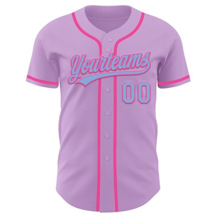 Custom Authentic Baseball Jersey with Personalized Name & Number - Light Purple & Light Blue-Pink Personalized Light Purple