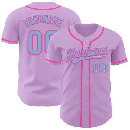 Custom Authentic Baseball Jersey with Personalized Name & Number - Light Purple & Light Blue-Pink Personalized Light Purple