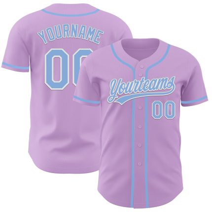 Custom Authentic Baseball Jersey with Personalized Name and Number - Light Purple and Light Blue-White Personalized Light