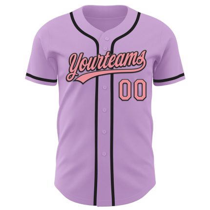 Custom Name and Number Baseball Jersey - Personalized Light Purple and Pink-Black Medium Size Authentic Jersey Personalized